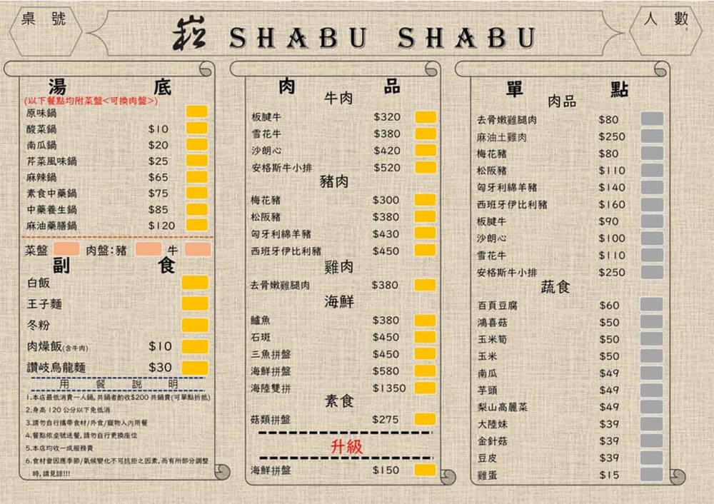 崧SHABU SHABU 最新菜單