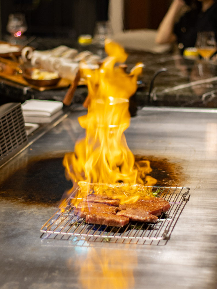 夏登法式鐵板燒　日本 A5 和牛沙朗 迷迭香白蘭地佐馬爾頓海鹽 台中高檔法式鐵板燒