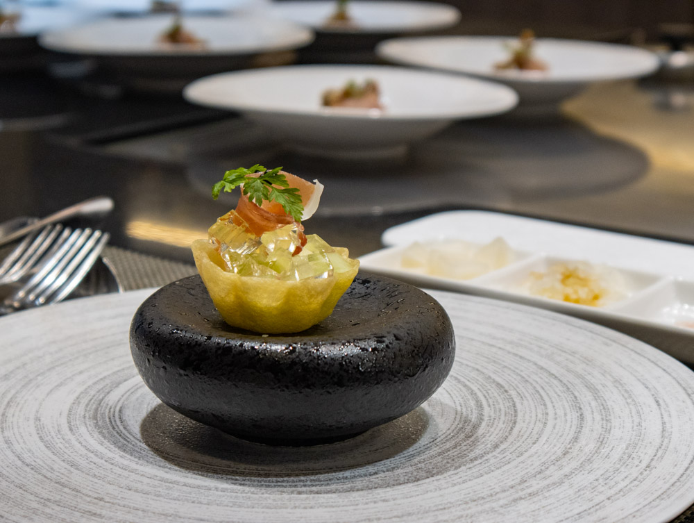 莫登鐵板燒 前菜 火腿蜜瓜塔